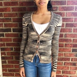 MISSONI Metallic Stripe Button Cardigan XS